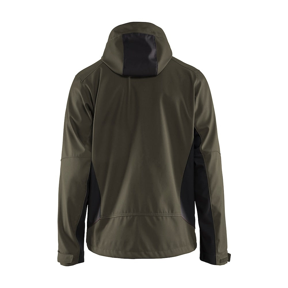 Blaklader Softshell Jacket with Hood 4753 #colour_dark-olive-green-black