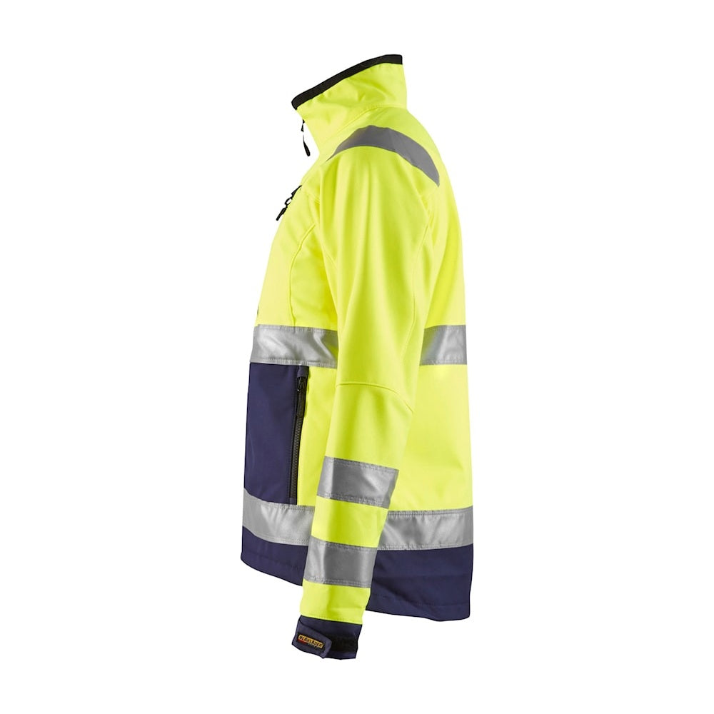 Blaklader Women's Hi-Vis Softshell Jacket 4902 #colour_hi-vis-yellow-navy-blue