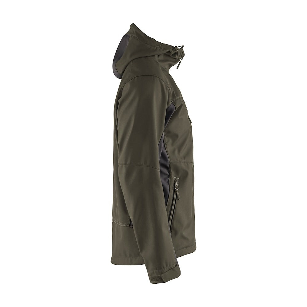 Blaklader Softshell Jacket with Hood 4753 #colour_dark-olive-green-black