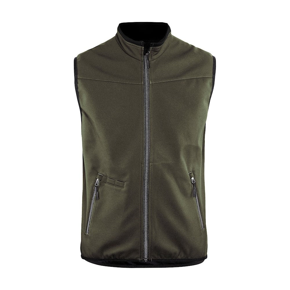 Blaklader Softshell Vest 3850 #colour_dark-olive-green-black
