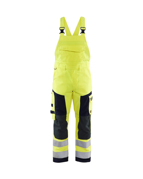 Blaklader Multinorm Bib Trousers 2608 #colour_hi-vis-yellow-navy-blue