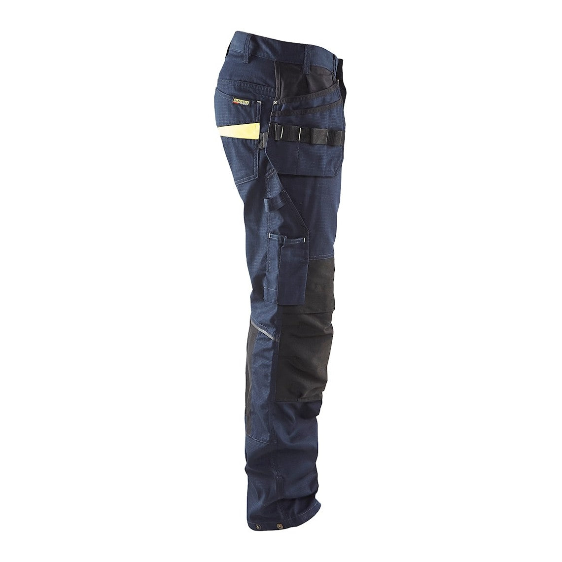 Blaklader Service Trousers with Stretch And Nail Pockets 1496 #colour_dark-navy-blue-hi-vis-yellow
