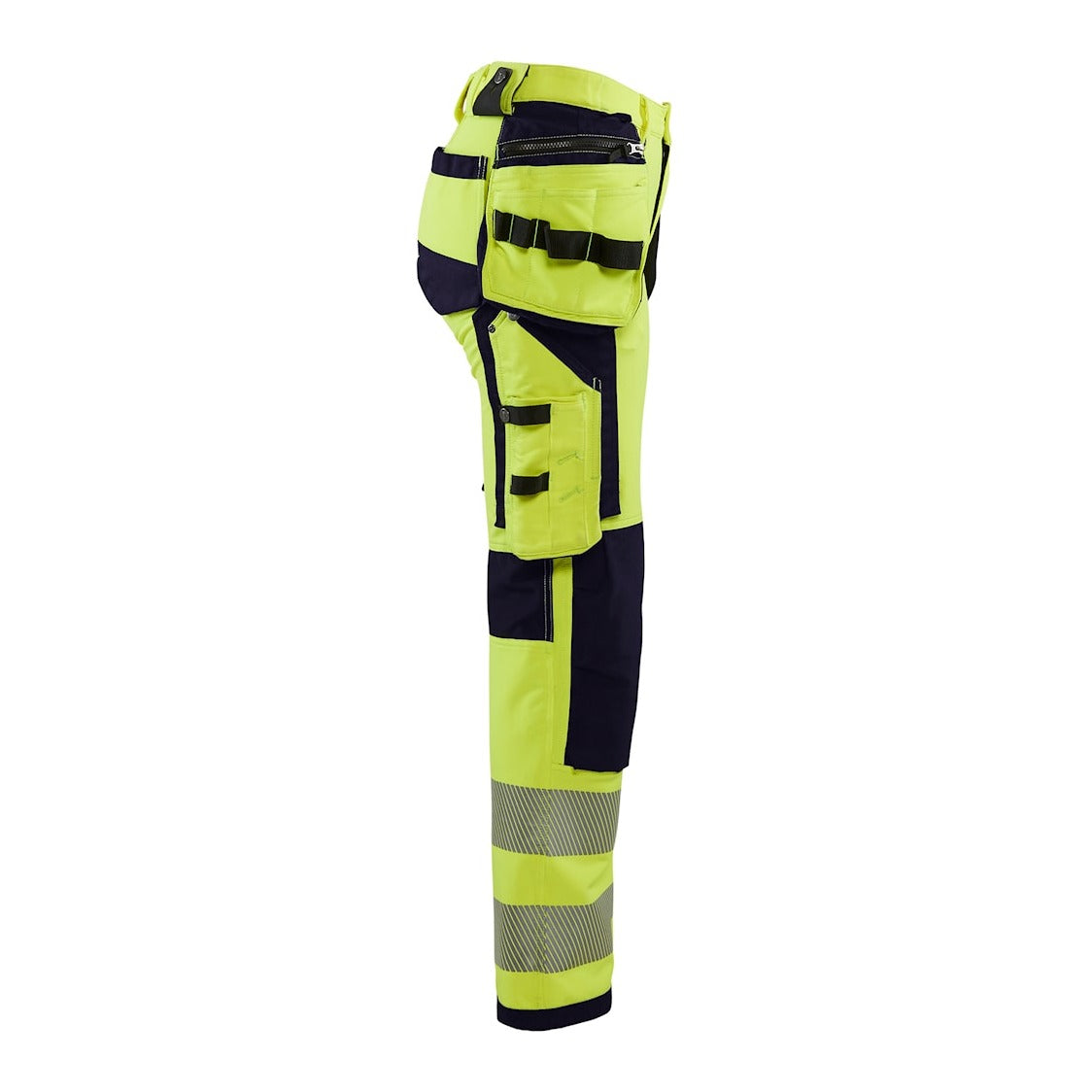 Blaklader Women's 4-Way-Stretch Hi-Vis Trousers 7197 #colour_hi-vis-yellow-navy-blue