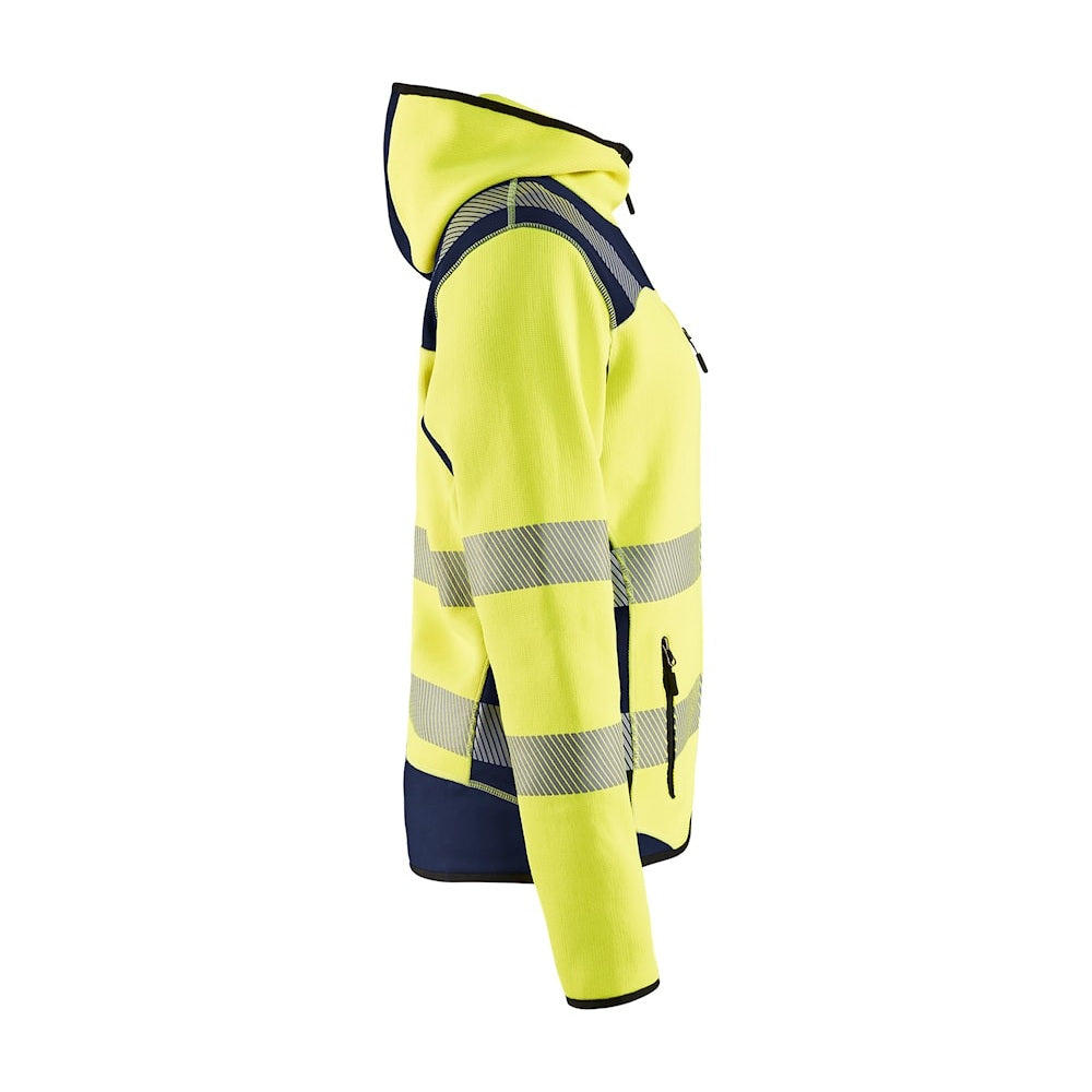 Blaklader Women's Hi-Vis Knitted Jacket 4967 #colour_hi-vis-yellow-navy-blue