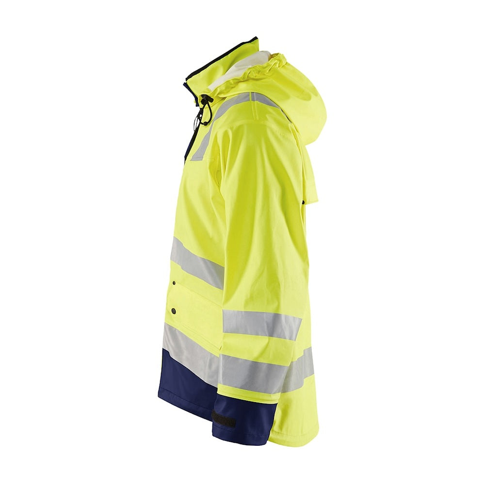Blaklader Rain Jacket Hi-Vis Level 2 4302 #colour_hi-vis-yellow-navy-blue