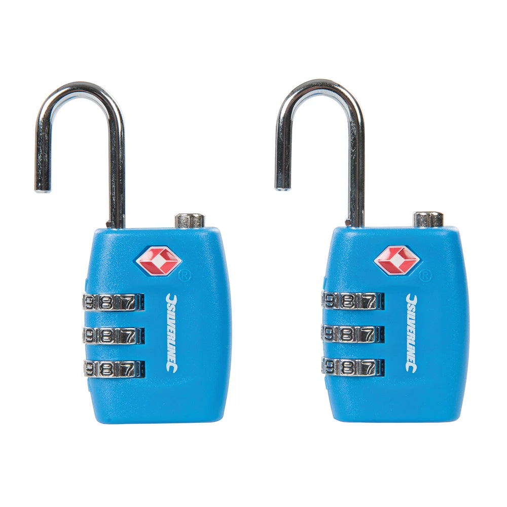 Silverline TSA Combination Luggage Padlocks 2Pk