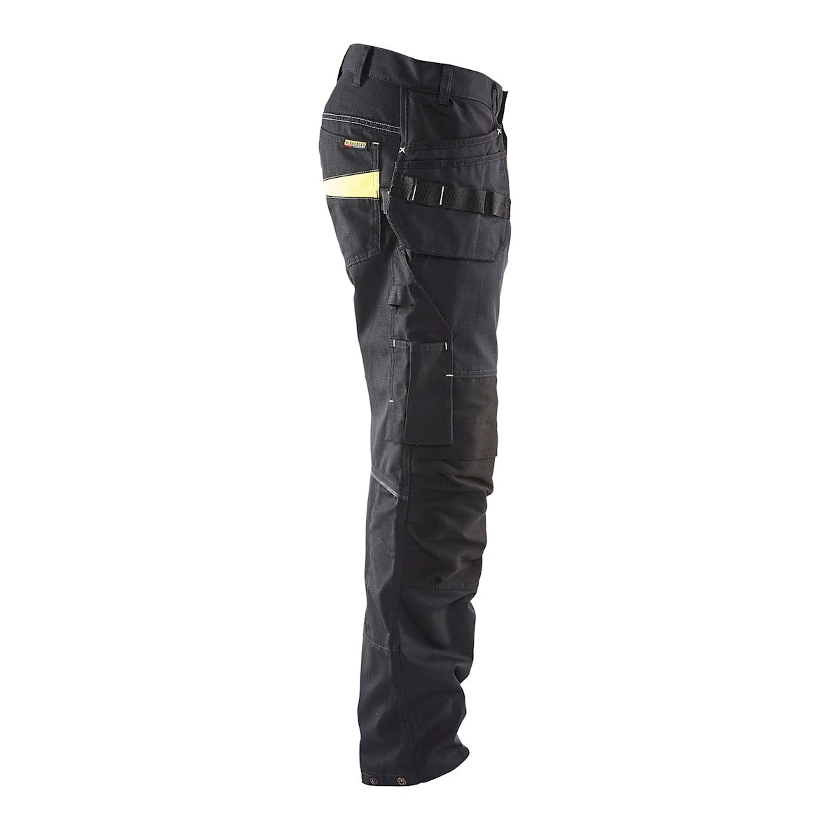 Blaklader Service Trousers with Stretch And Nail Pockets 1496 #colour_black-hi-vis-yellow