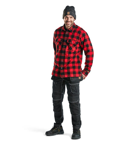 Blaklader Lined Flannel Shirt 3225 #colour_red-black