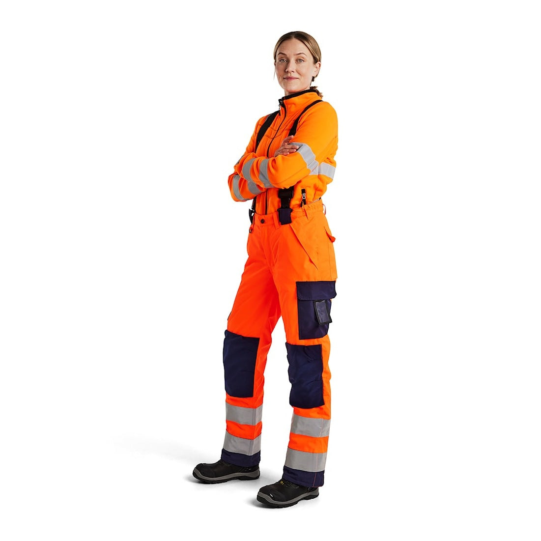 Blaklader Women's Hi-Vis Winter Trousers 7885 #colour_orange-navy-blue