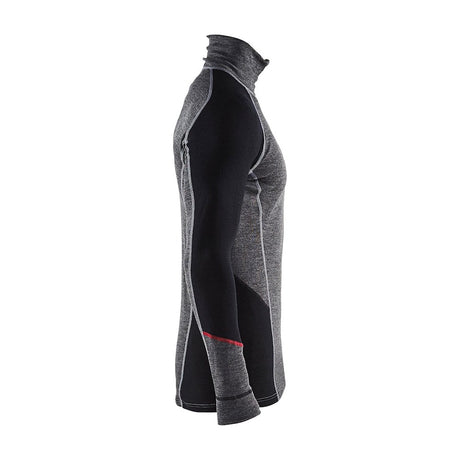 Blaklader Underwear Zip-Neck Top Xwarm, 100% Merino 4699 #colour_mid-grey-black