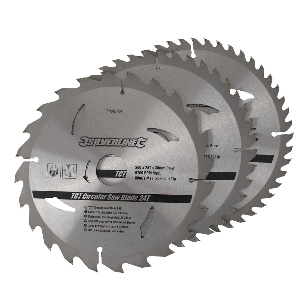 Silverline TCT Circular Saw Blades 24, 40, 48T 3Pk