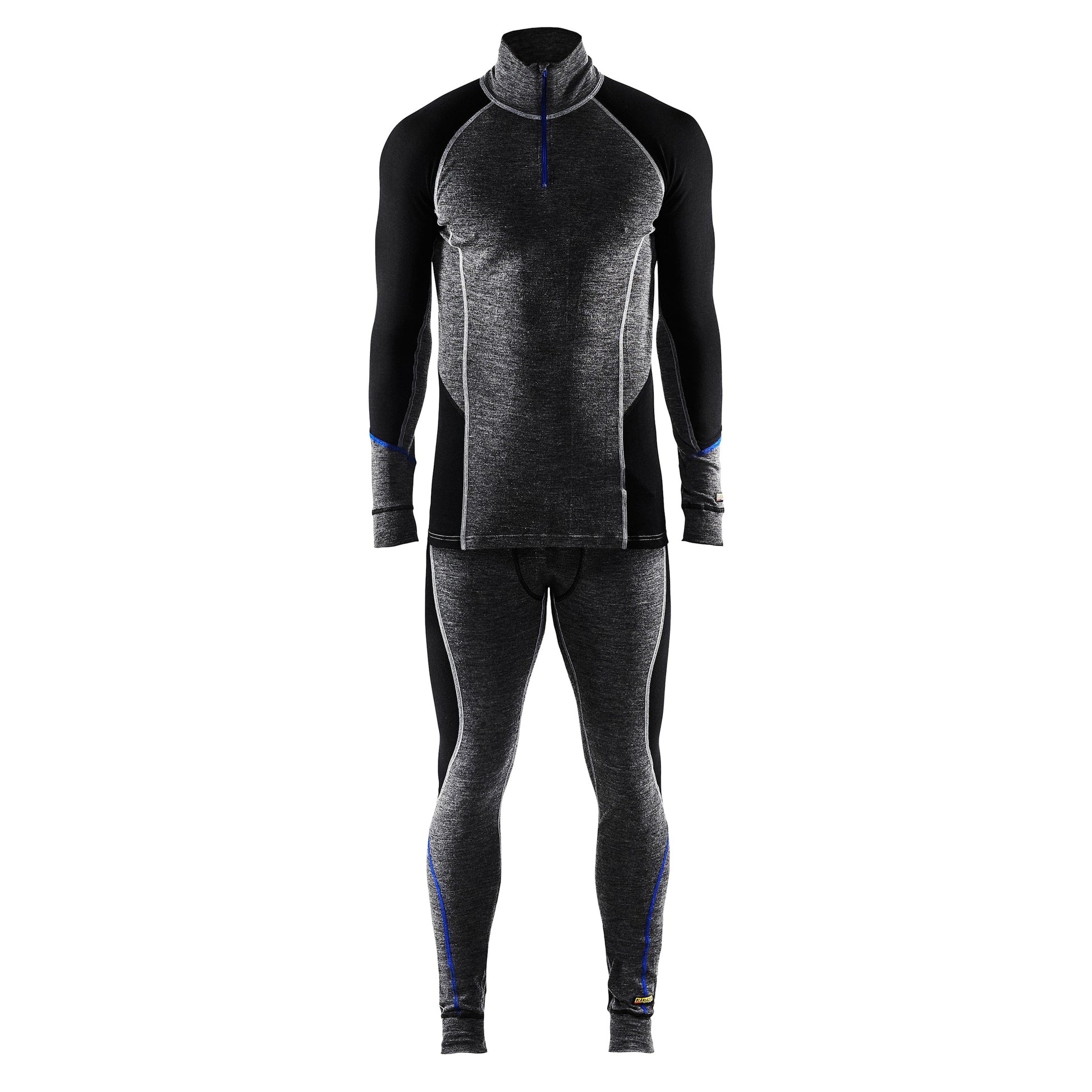 Blaklader Underwear Zip-Neck Top Warm 100% Merino 4899 #colour_mid-grey-black