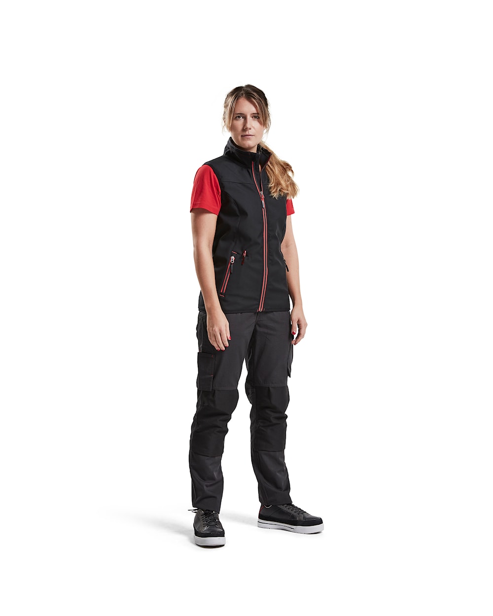 Blaklader Women's Softshell Vest 3851 #colour_black-red