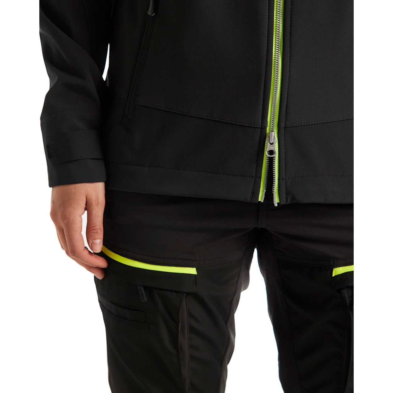 Blaklader Women's Softshell Jacket 4719 #colour_black-hi-vis-yellow