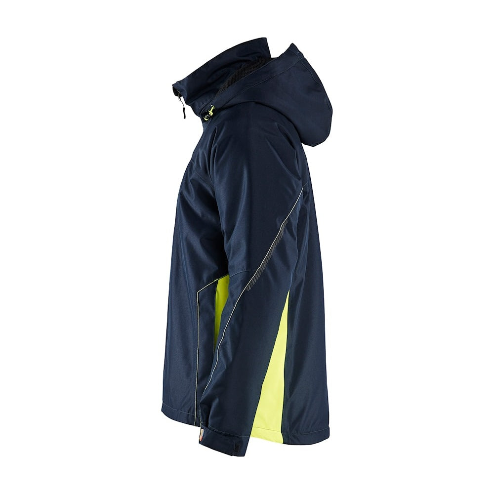 Blaklader Lightweight Lined Functional Jacket 4890 #colour_dark-navy-blue-hi-vis-yellow