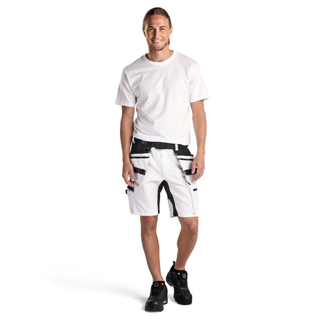 Blaklader Painter Shorts with Stretch X1900 1911 #colour_white-black