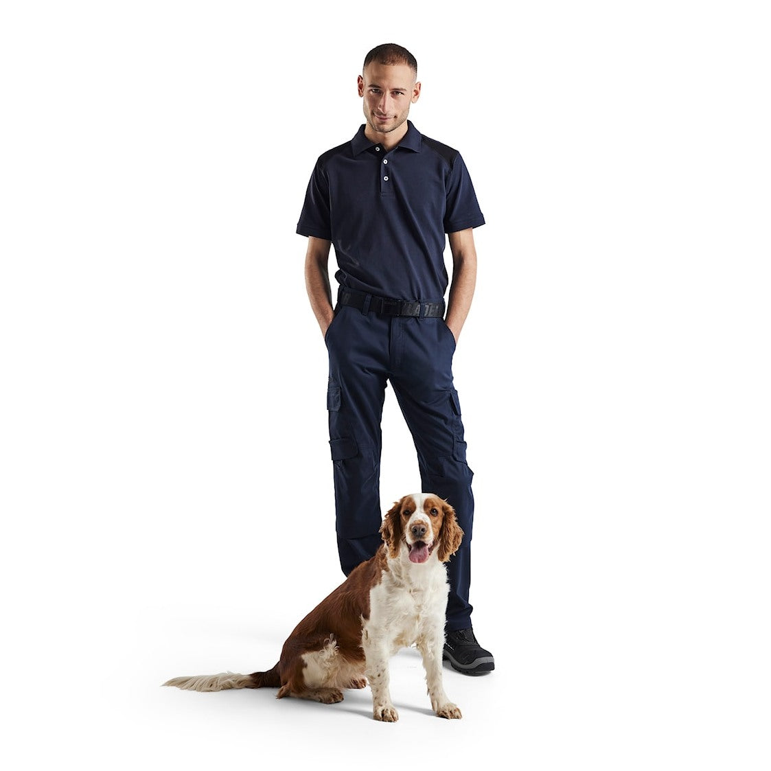 Blaklader Industry Trousers Stretch with Knee Pad Pockets 1448 #colour_dark-navy-black