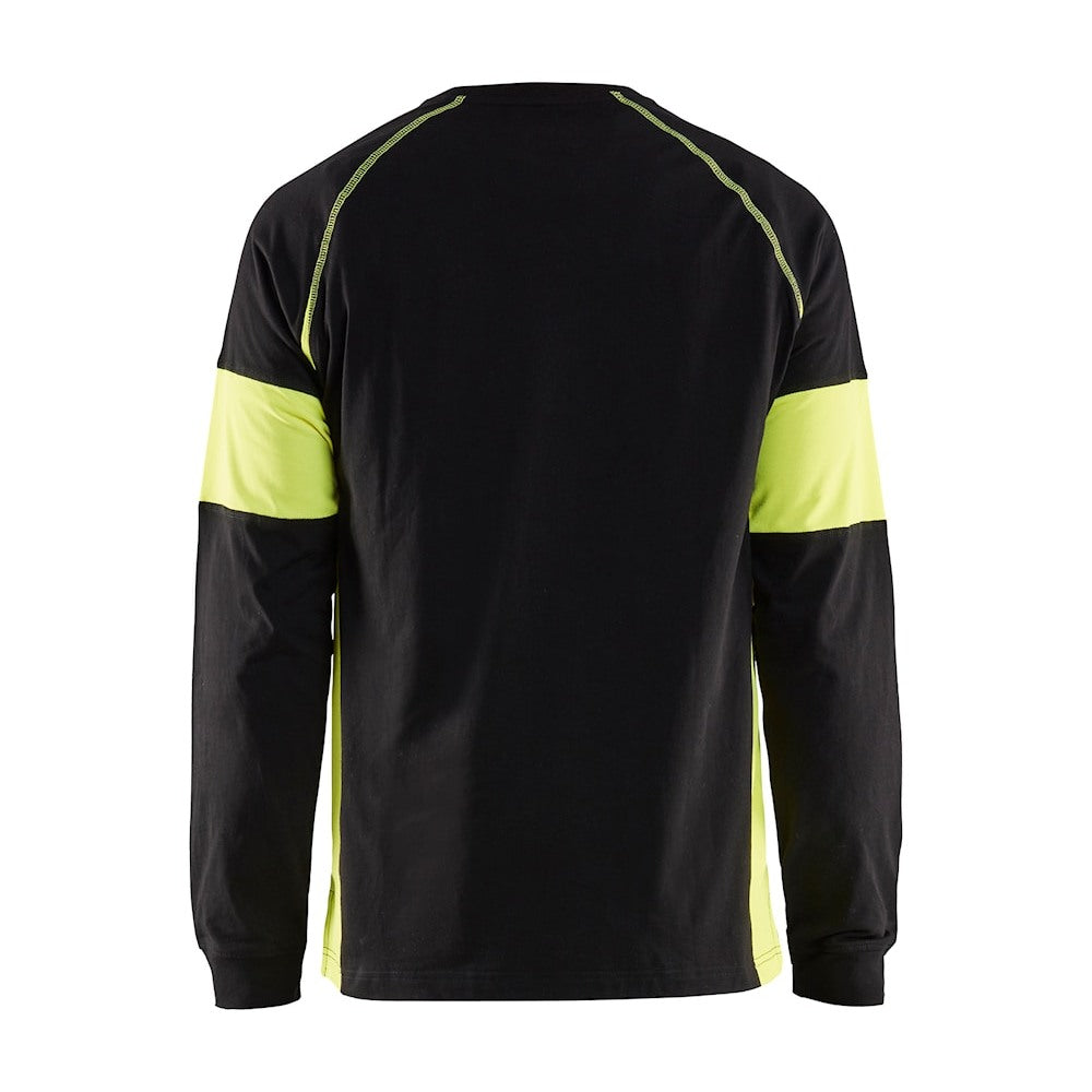 Blaklader Long Sleeved T-Shirt 3520 #colour_black-hi-vis-yellow