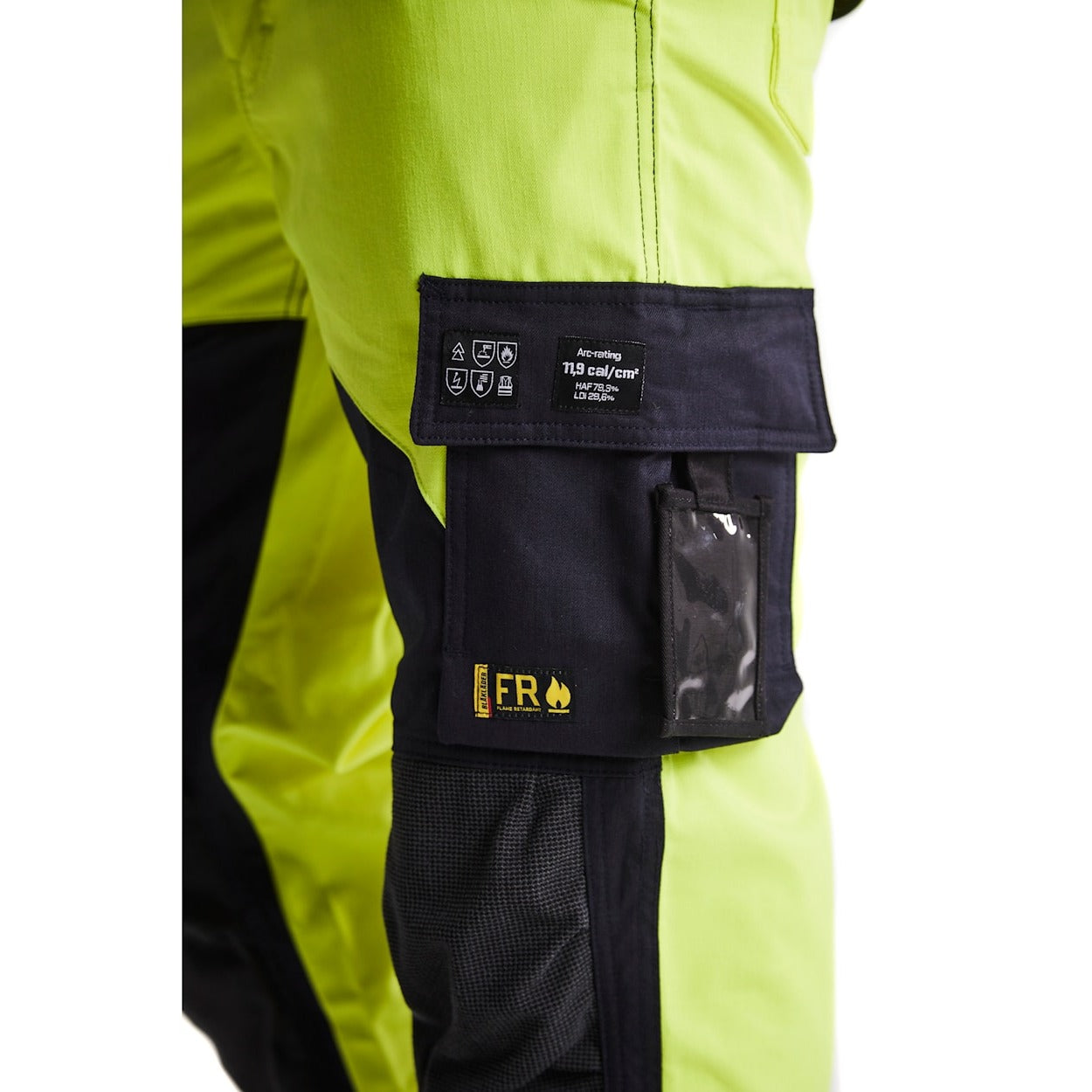Blaklader Multinorm Inherent Trousers 1588 #colour_hi-vis-yellow-navy-blue