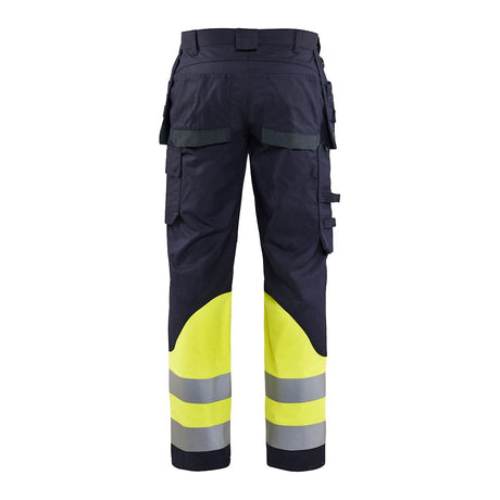 Blaklader Multinorm Inherent Trousers 1489 #colour_navy-blue-hi-vis-yellow