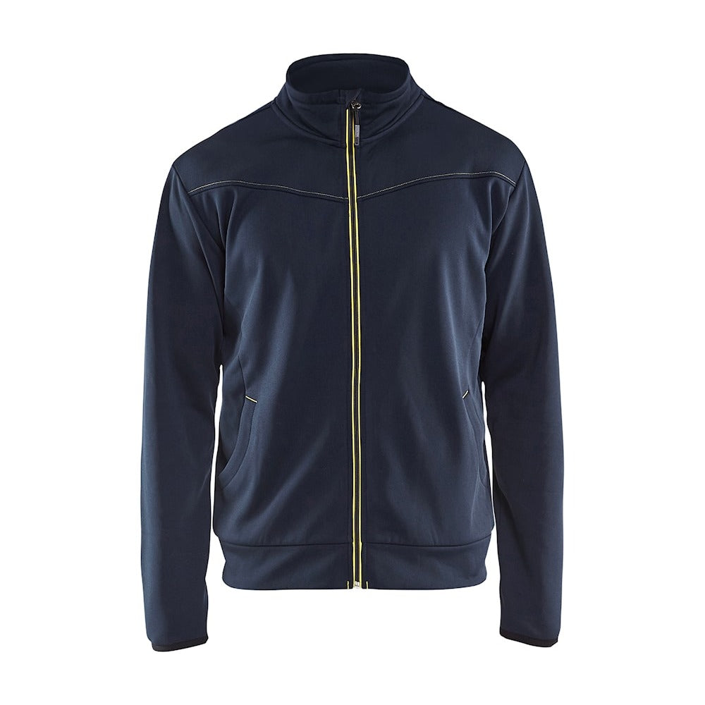 Blaklader Sweatshirt with Full Zip 3362 #colour_dark-navy-yellow