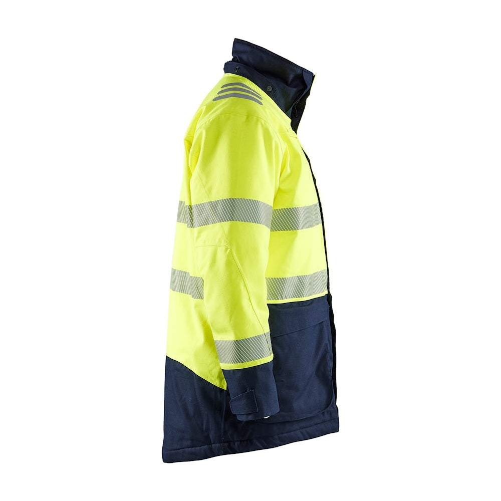 Blaklader Multinorm Winter Parka 4527 #colour_hi-vis-yellow-navy-blue