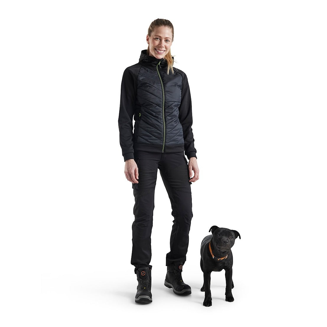 Blaklader Women's Hybrid Sweater 3464 #colour_black-hi-vis-yellow