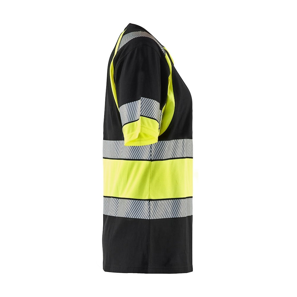 Blaklader Women's Hi-Vis T-Shirt 3410 #colour_black-hi-vis-yellow