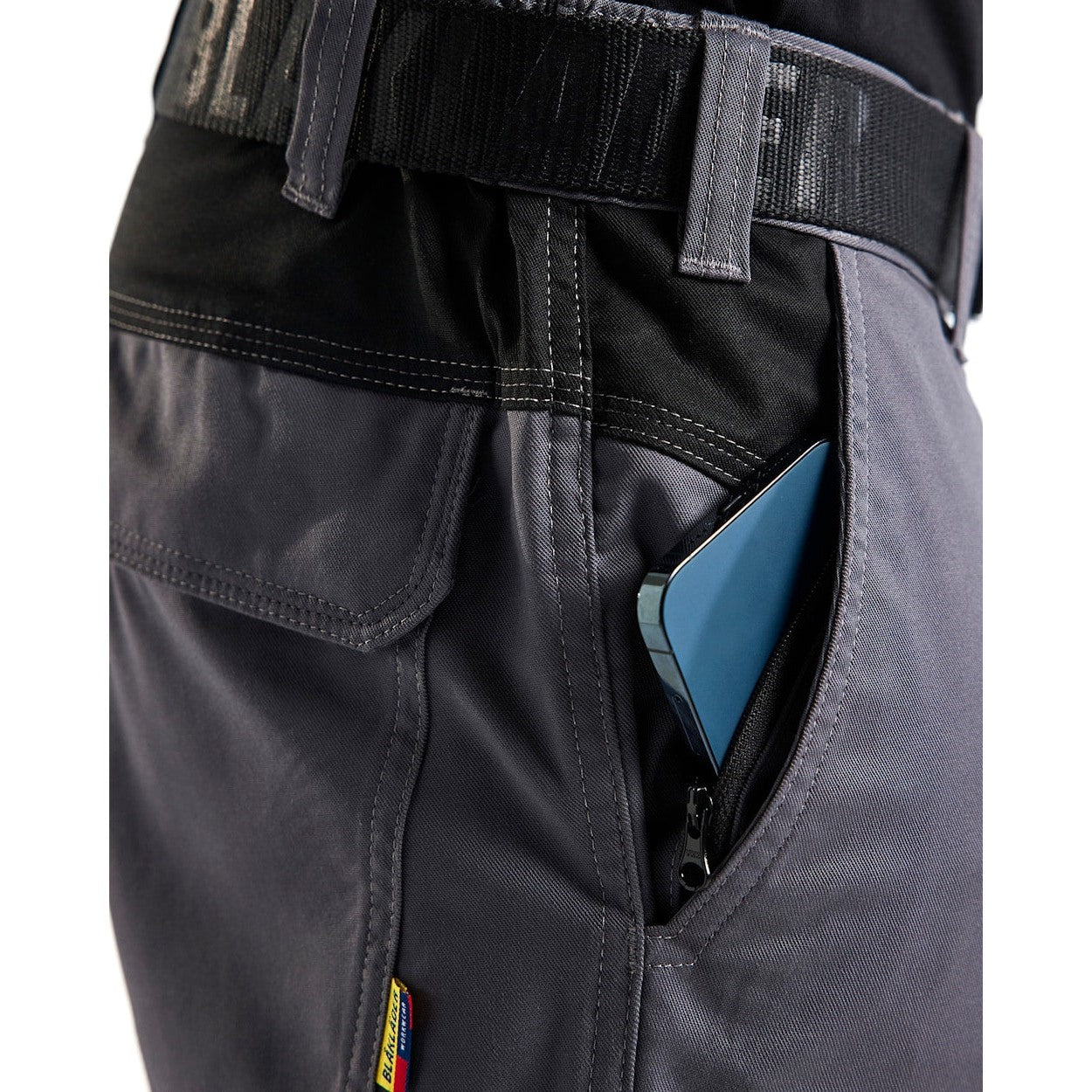 Blaklader Industry Trousers Stretch with Knee Pad Pockets 1448 #colour_mid-grey-black