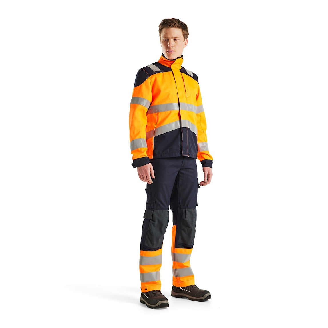 Blaklader Multinorm Inherent Jacket 4089 #colour_orange-navy-blue