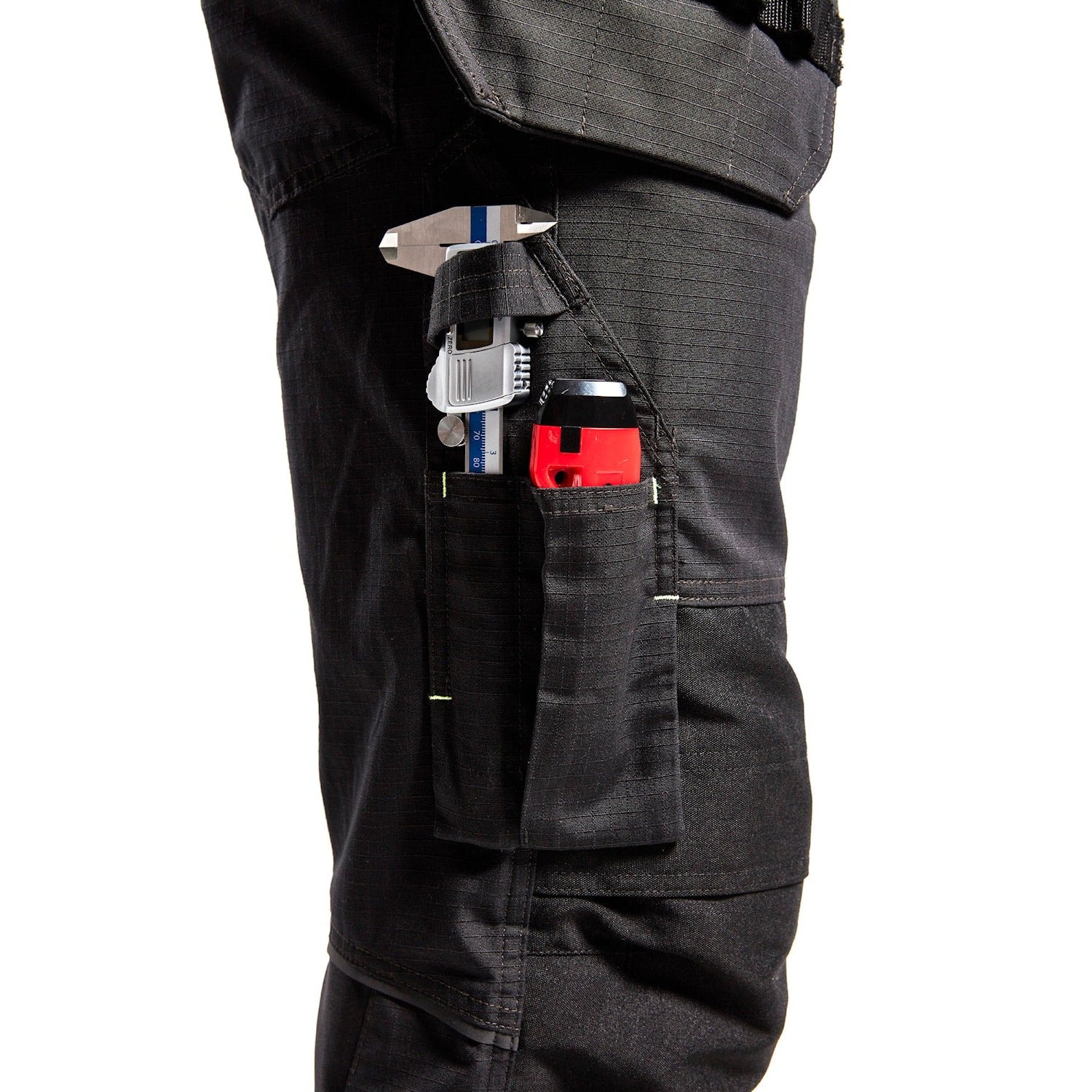 Blaklader Service Trousers with Stretch And Nail Pockets 1496 #colour_black-hi-vis-yellow