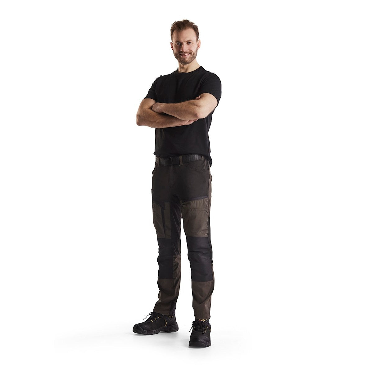 Blaklader Service Trousers with Stretch 1456 - Dark olive green/Black #colour_dark-olive-green-black