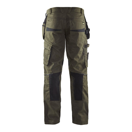 Blaklader Service Trousers with Stretch And Nail Pockets 1496 #colour_dark-olive-green-black