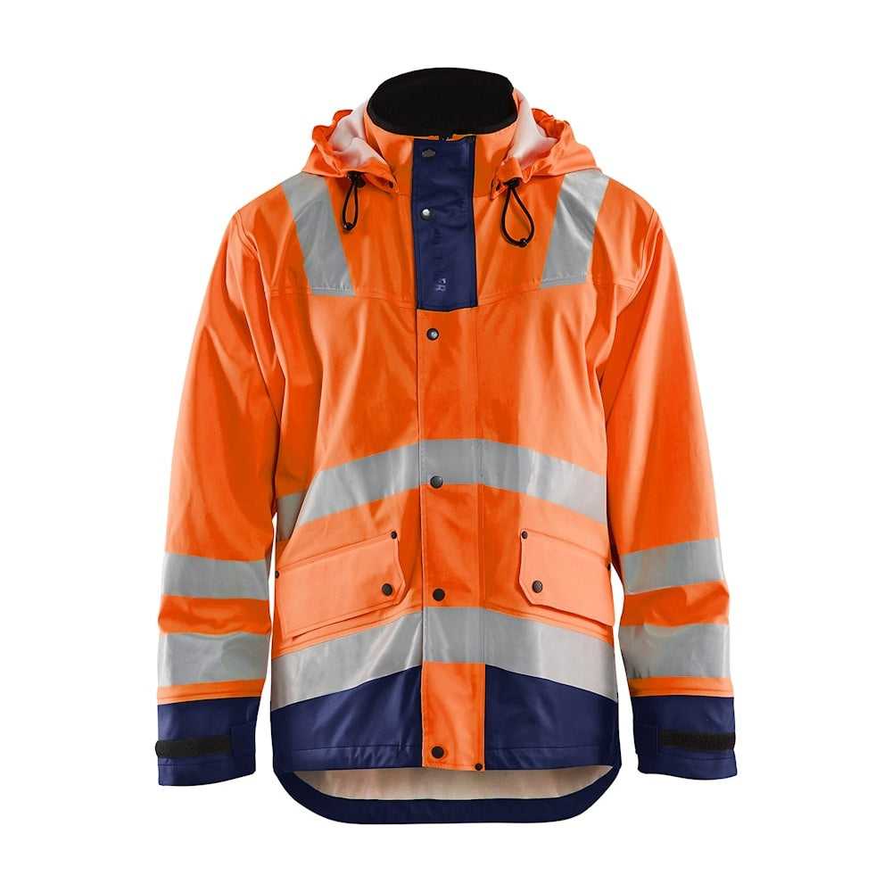 Blaklader Rain Jacket Hi-Vis Level 2 4302 #colour_orange-navy-blue