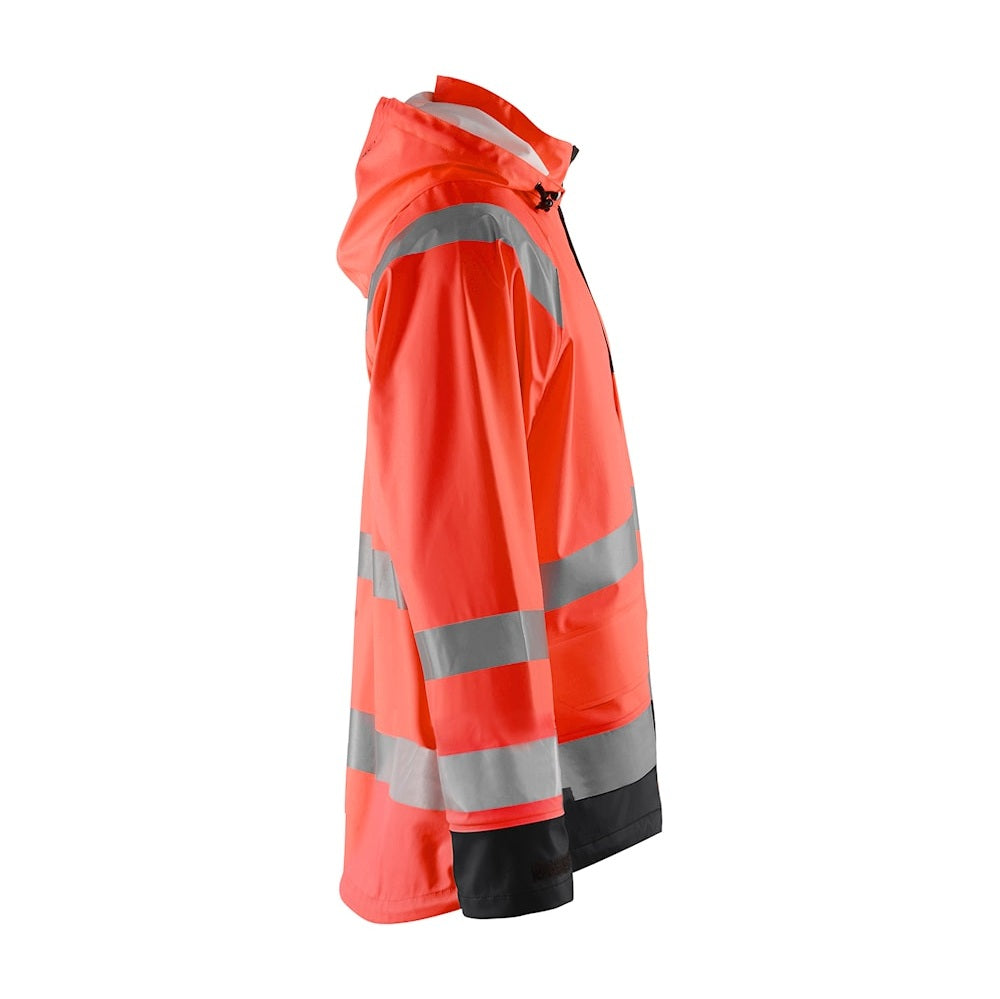 Blaklader Rain Jacket Hi-Vis Level 1 4323 #colour_red-hi-vis-black