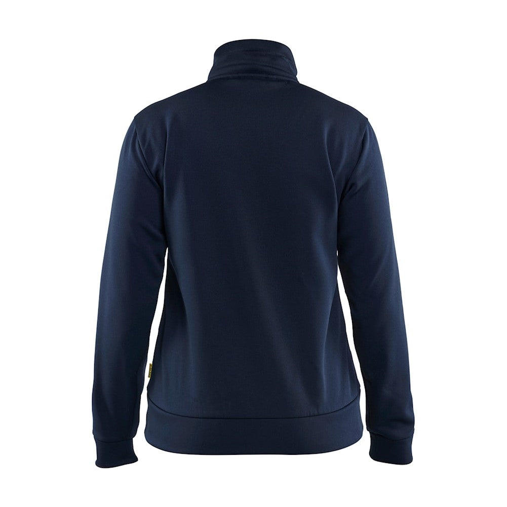 Blaklader Women's Sweatshirt with Full Zip 3394 #colour_dark-navy-blue-hi-vis-yellow