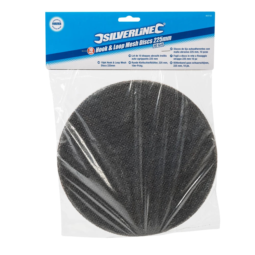 Silverline Hook & Loop Mesh Discs 225mm 10Pk - 40 Grit