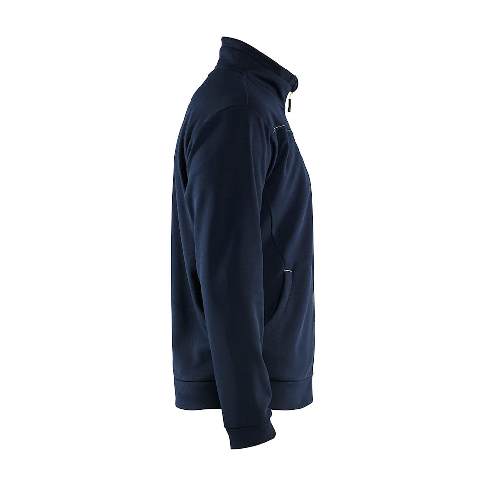 Blaklader Sweatshirt with Full Zip 3362 #colour_dark-navy-blue-hi-vis-yellow