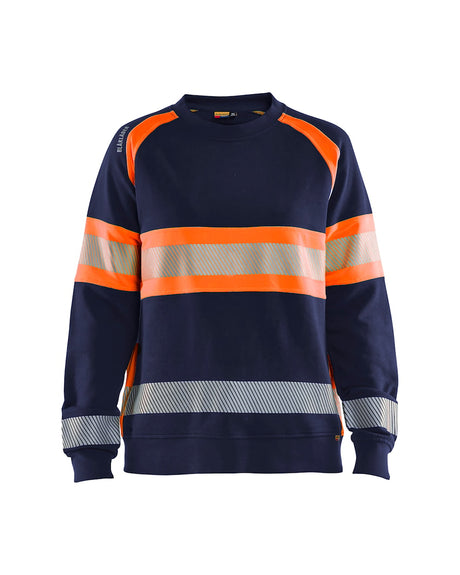Blaklader Women's Hi-Vis Sweatshirt 3409 #colour_navy-blue-orange