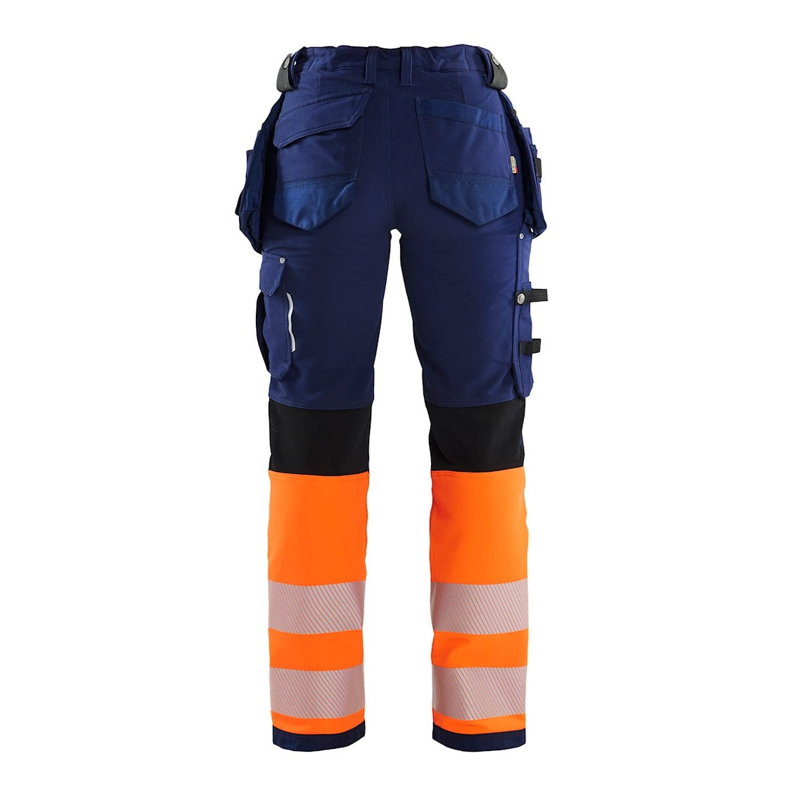 Blaklader Women's Hi-Vis 4-Way-Stretch Trousers 7193 #colour_navy-blue-orange