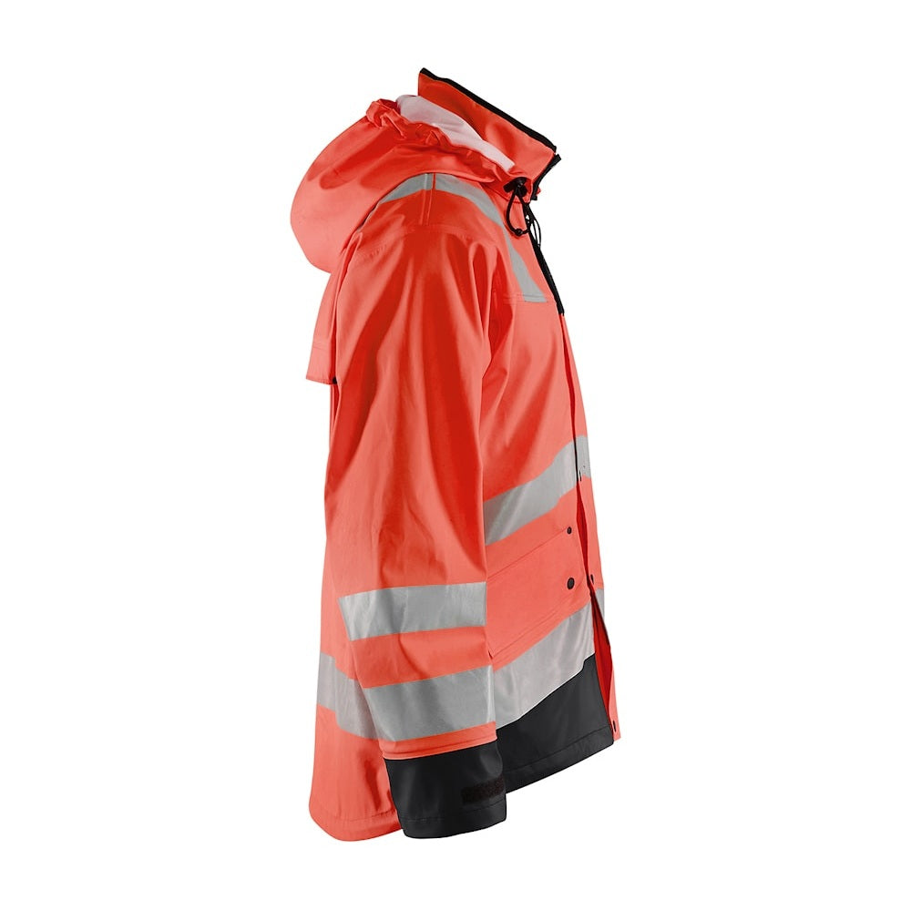 Blaklader Rain Jacket Hi-Vis Level 2 4302 #colour_red-hi-vis-black