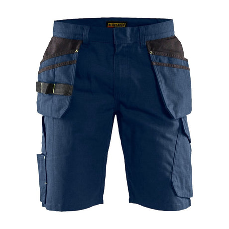 Blaklader Service Shorts with Nailpockets 1494 #colour_dark-navy-blue-hi-vis-yellow