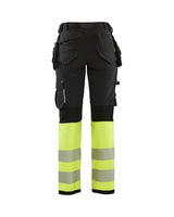 Blaklader Women's Hi-Vis 4-Way-Stretch Trousers 7193 #colour_black-hi-vis-yellow