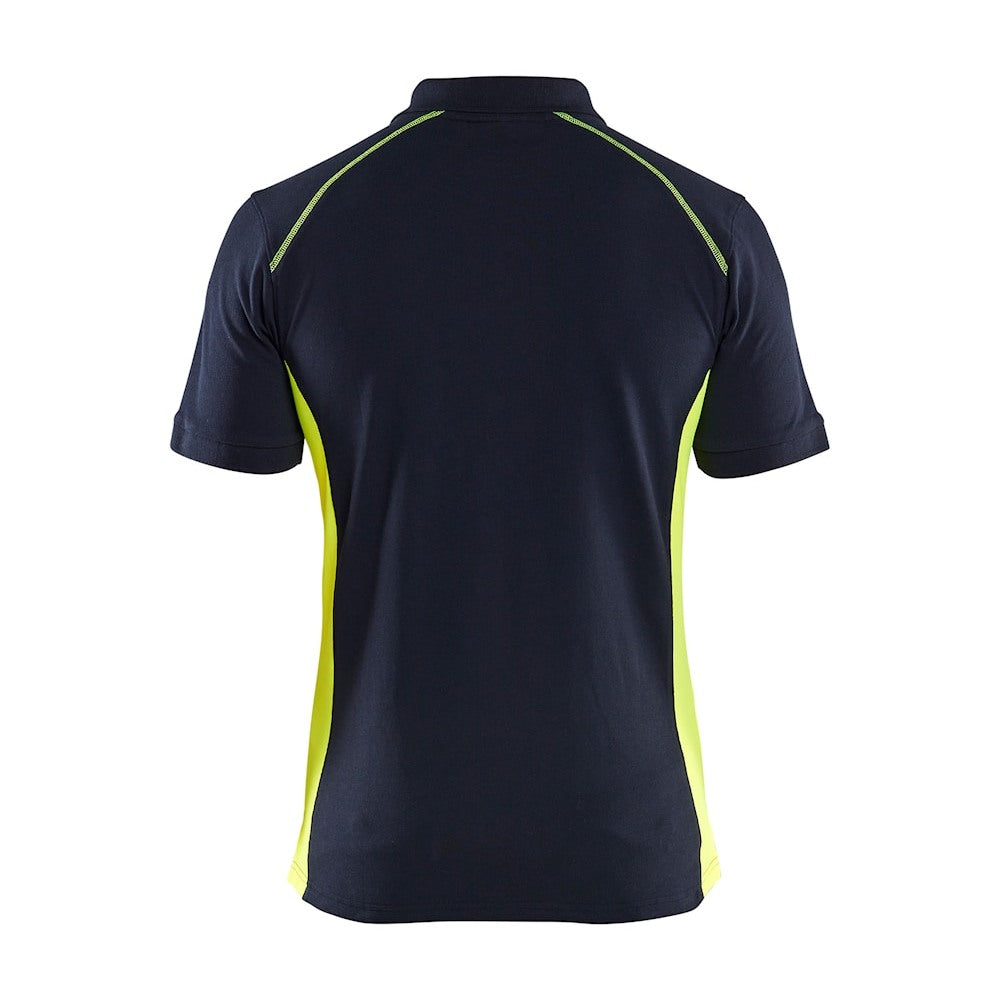 Blaklader Polo Shirt 3324 #colour_dark-navy-blue-hi-vis-yellow