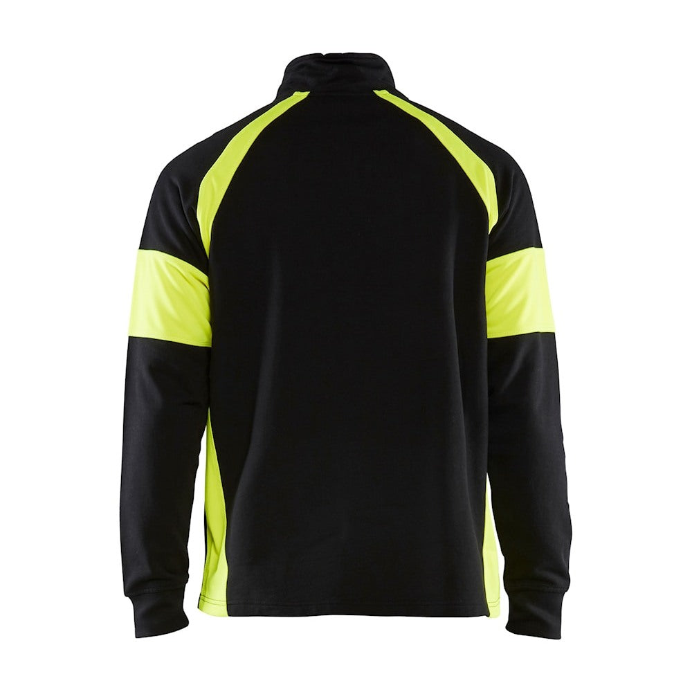 Blaklader Sweatshirt with Hi-Vis Panels 3550 #colour_black-hi-vis-yellow