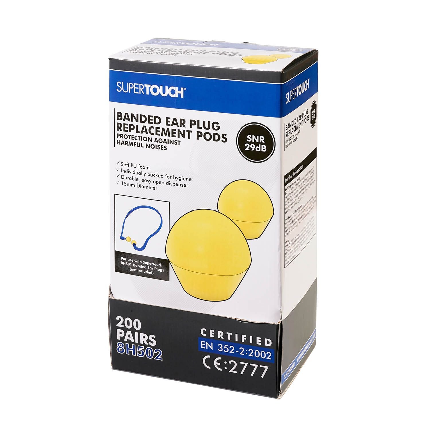 Supertouch Banded Ear Plug Replacement Pods - 200 Pairs