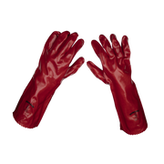 Sealey Red PVC Gauntlets 450mm - Pack of 12 Pairs