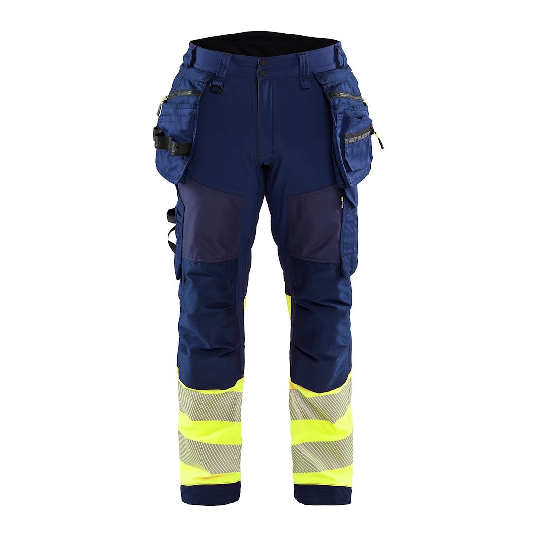 Blaklader Softshell Hi-Vis Trousers 1821 #colour_navy-blue-hi-vis-yellow
