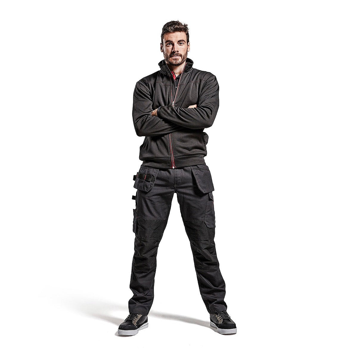 Blaklader Sweatshirt with Full Zip 3362 #colour_black-red