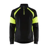 Blaklader Sweatshirt with Hi-Vis Panels 3550 #colour_black-hi-vis-yellow